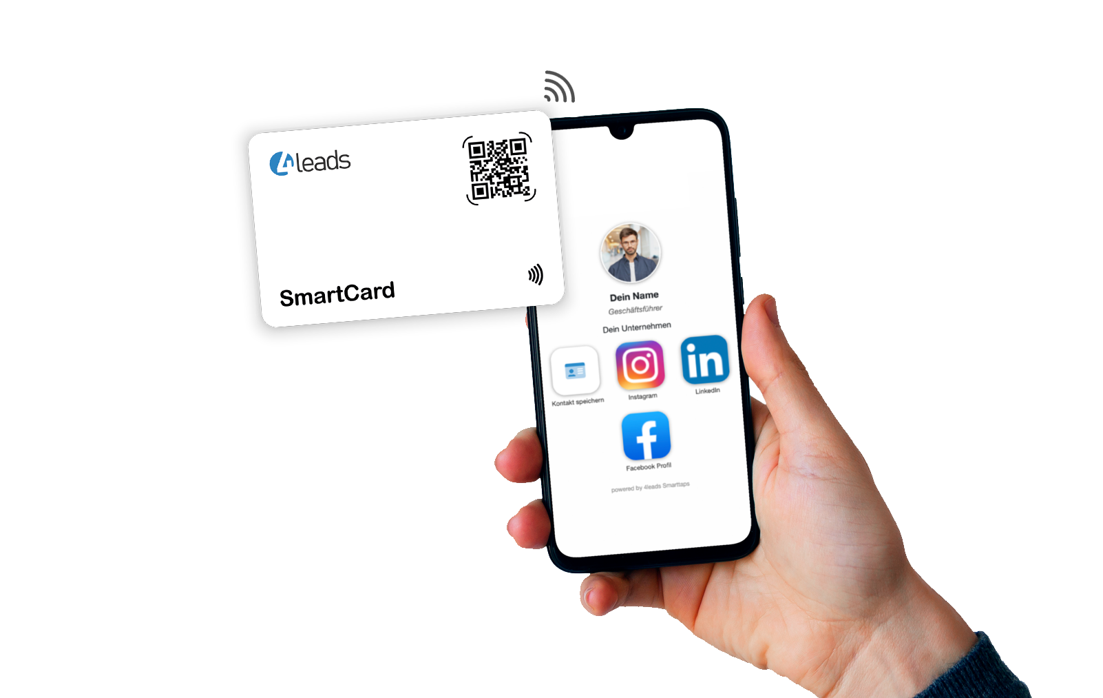 Smartphone mit SmartCard — digitale Visitenkarte