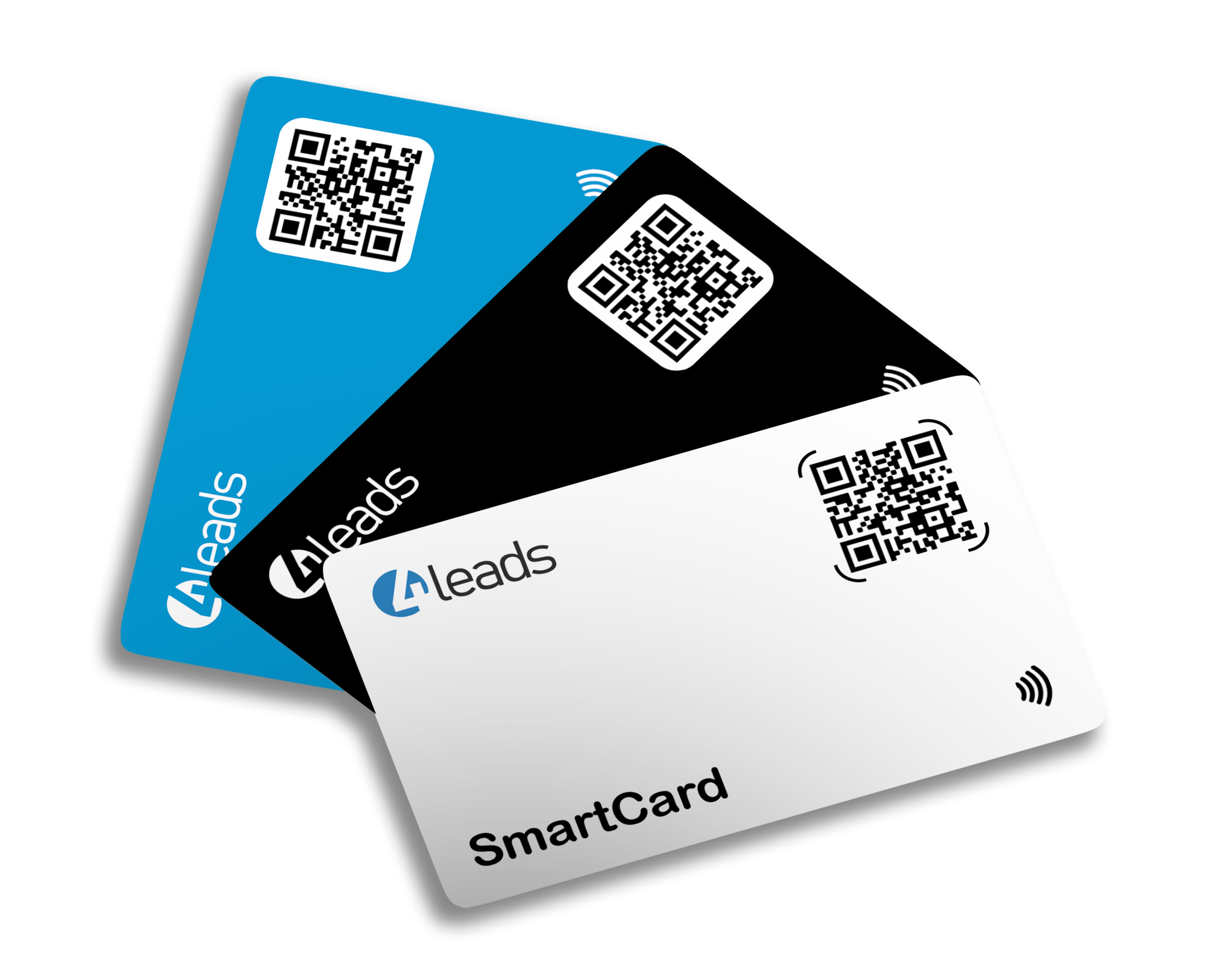 SmartCards in verschiedenen Farben – weiß, blau und schwarz